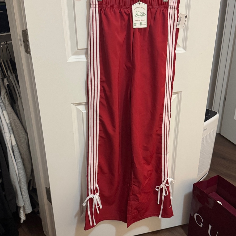 Red Track Pants with Bows!